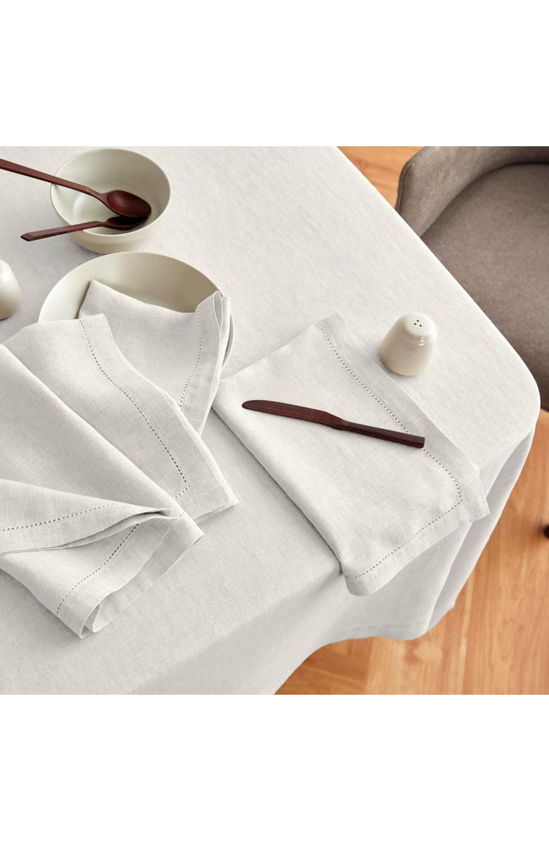 Solino Home Linen Dinner Napkins - Sonoma Hemstitch, 22 x 22 Inch, Alternate, color, Light Flax