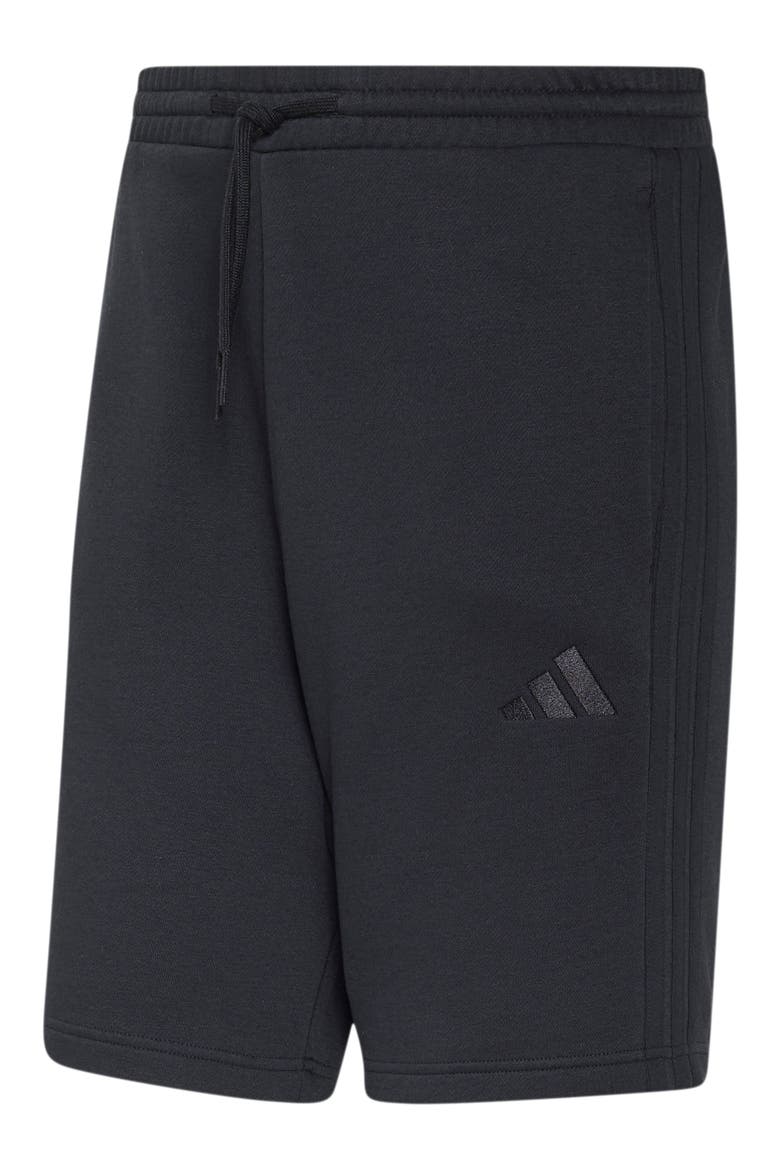 Essential 3-Stripes Fleece Shorts, Alternate, color, BLACK/ BLACK