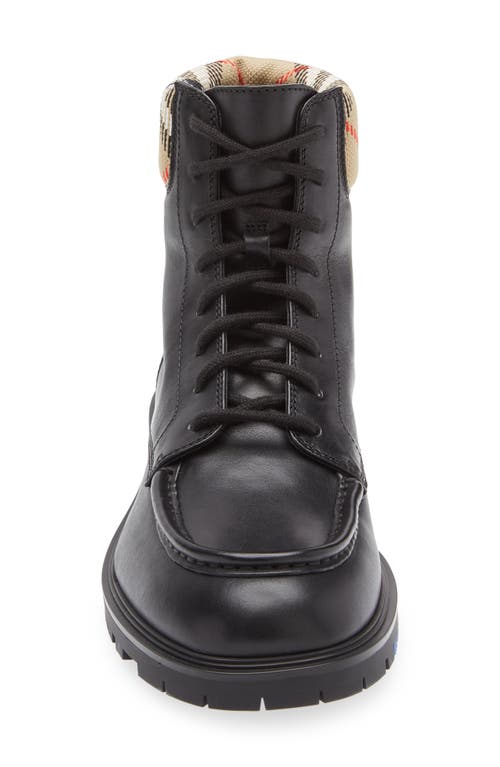 Burberry Leather Ankle Boots Round Toe In Black