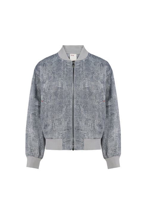 Linen Blend Free Heaven Ripped Look Bomber Jacket