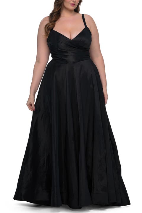 Simple A-line Mikado Plus Dress with Slit