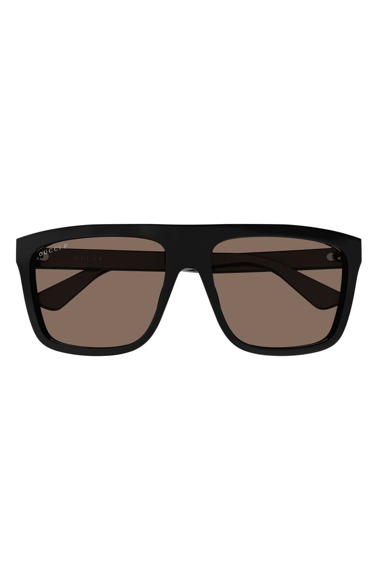 Gucci 59mm Polarized Square Sunglasses, Main, color,