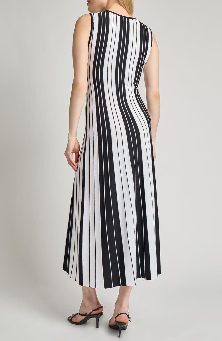 Misook Modern Fit Stripe Midi Dress, Alternate, color, Black/ White