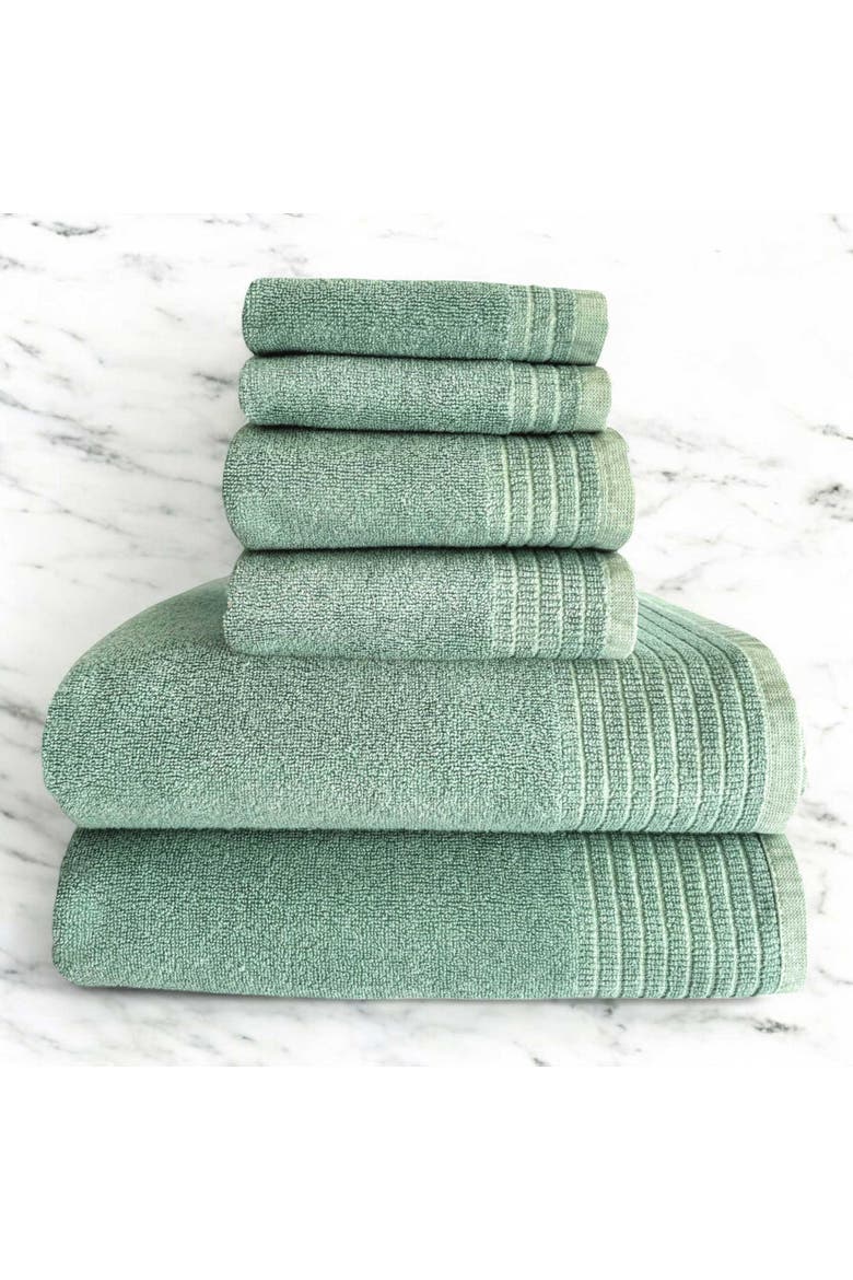Viscose Odor & Mildew Resistant Spa Towel Collection, 6pc Set, Main, color, Seaglass