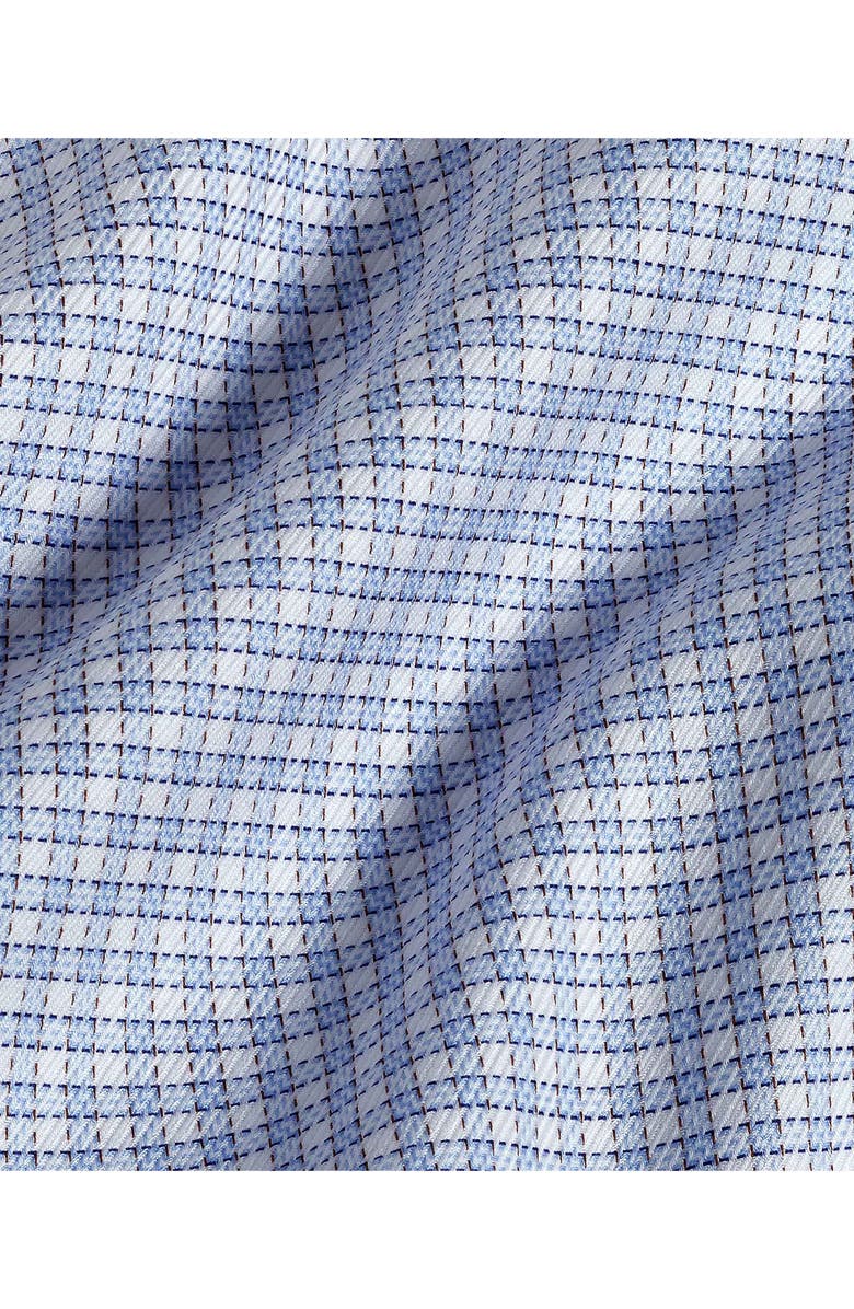 David Donahue Regular Fit Check Print Cotton Dress Shirt, Alternate, color, Sky/ Chocolate