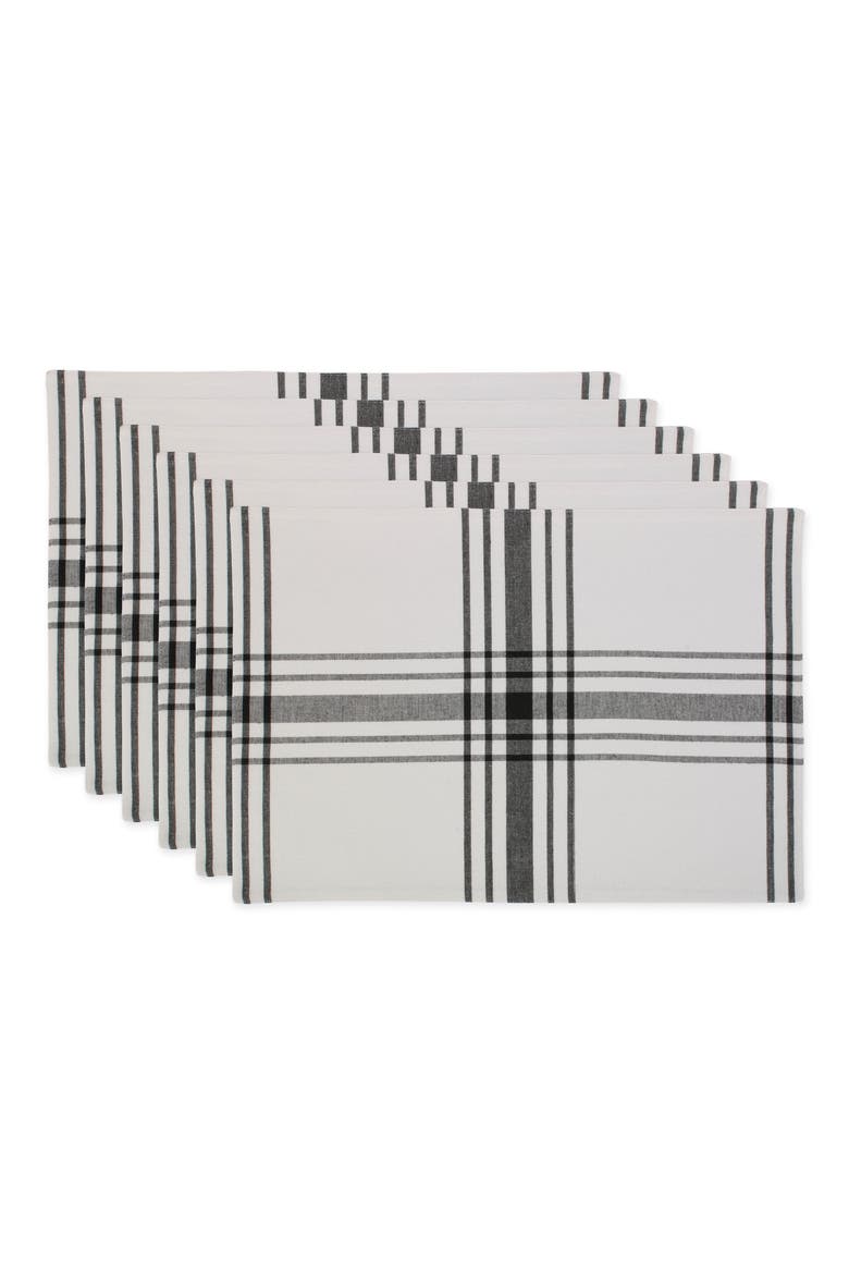 Home Sweet Farmhouse Plaid Set of 4 Placemats, Main, color, BLACK