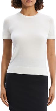 Theory Regal Short Sleeve Wool Sweater