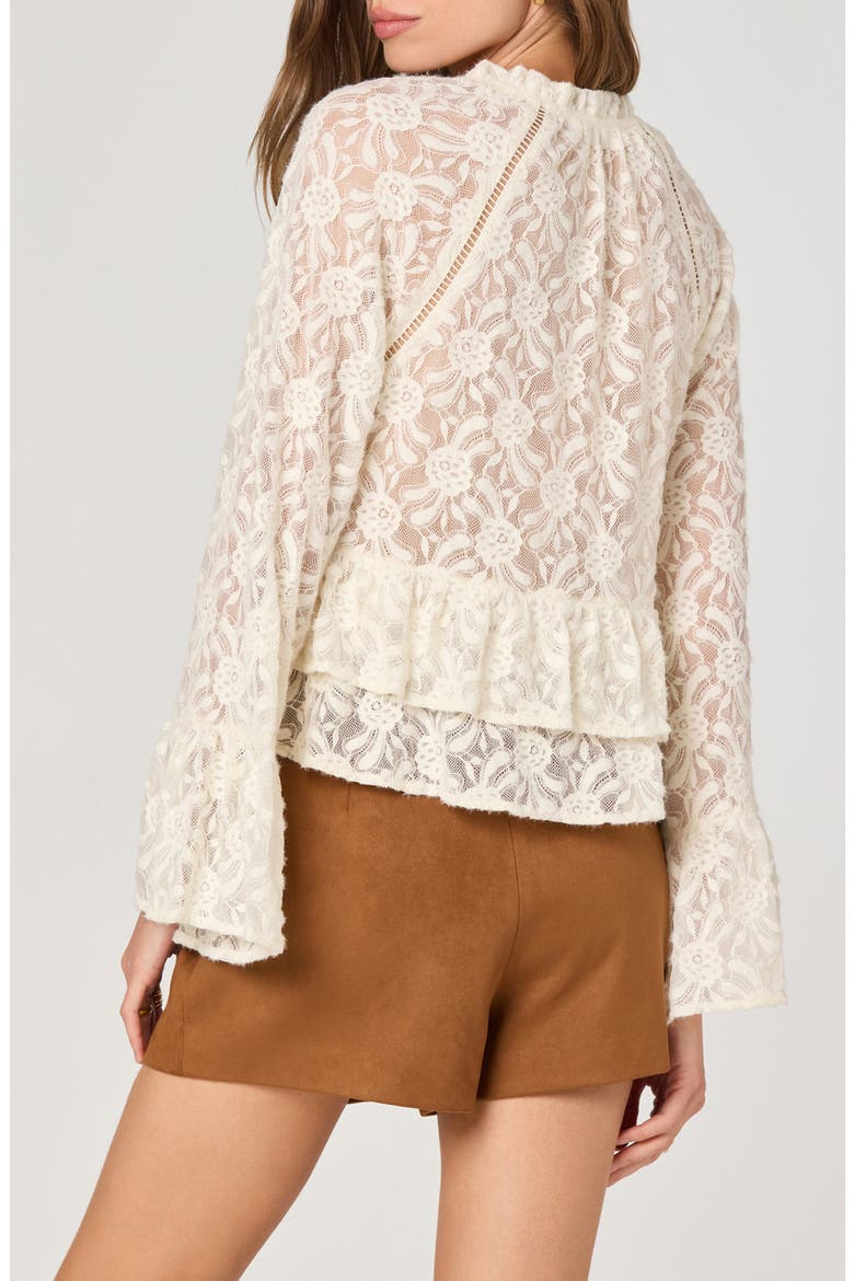 Tiered Bell Sleeve Lace Top, Alternate, color, BUTTERCREAM