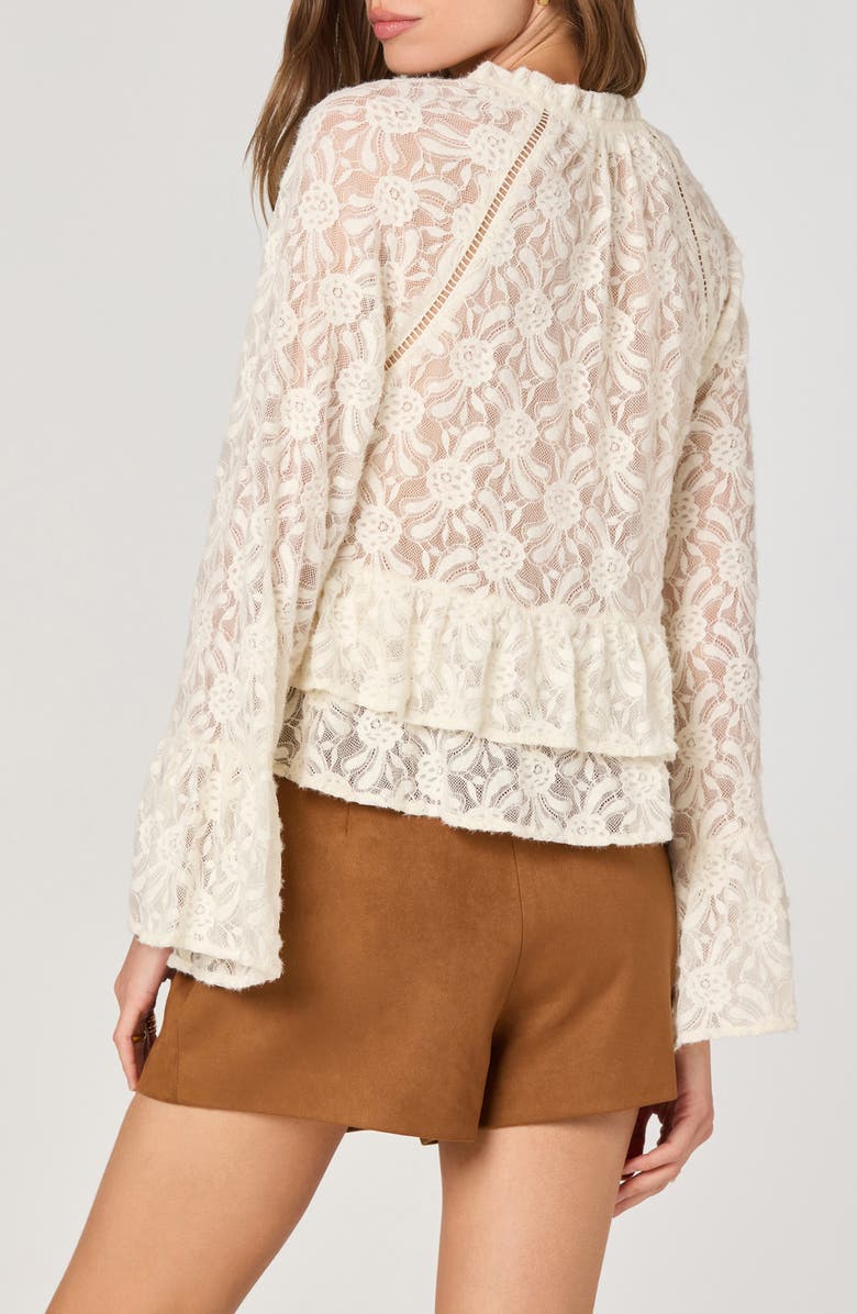 ASTR the Label Tiered Bell Sleeve Lace Top, Alternate, color, Buttercream