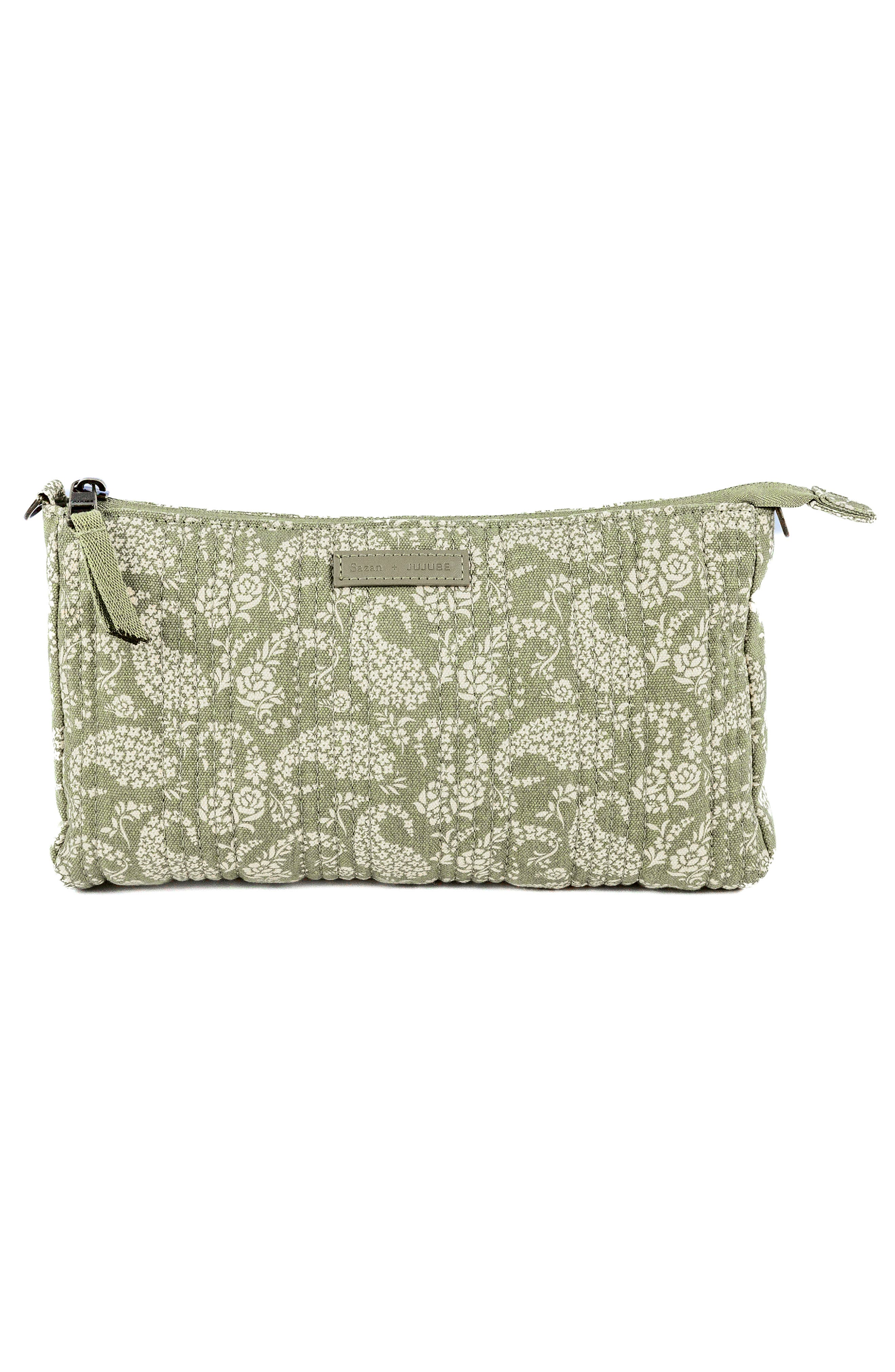 JuJuBe x Sazan Set of 3 Cotton Canvas Pouches, Alternate, color, Paisley Floral