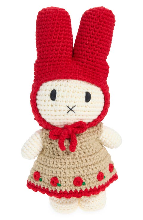 Miffy & Her Rose Dress & Red Hat Crocheted Stuffed Animal