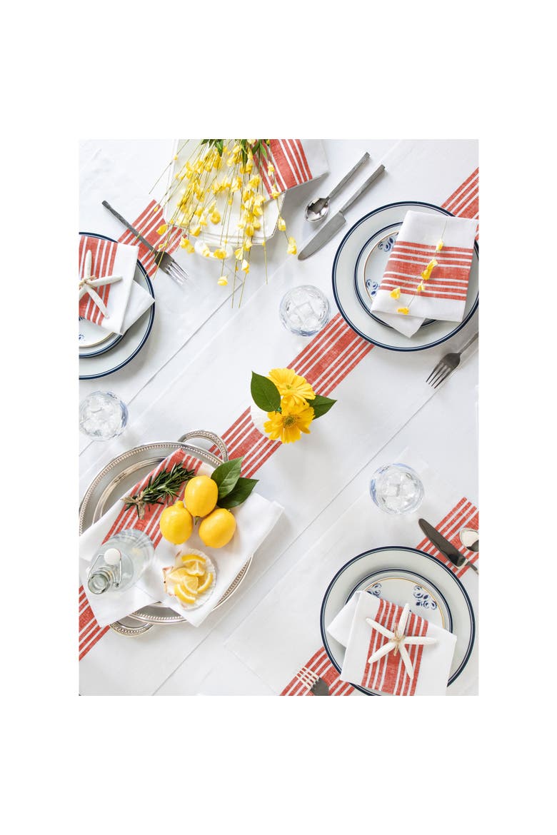 Linen Table Runner - Farmhouse, Alternate, color, Red and White