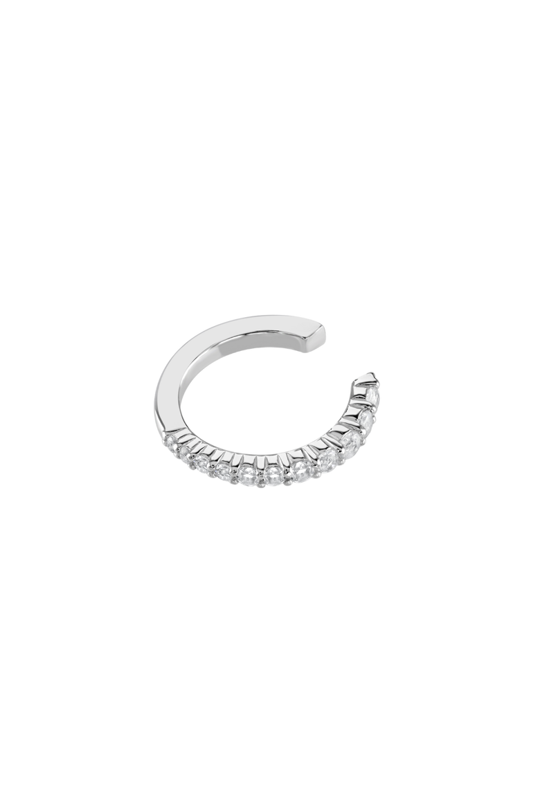 Skinny Drip Ear Cuff with White Topaz, Main, color, Sterling Silver