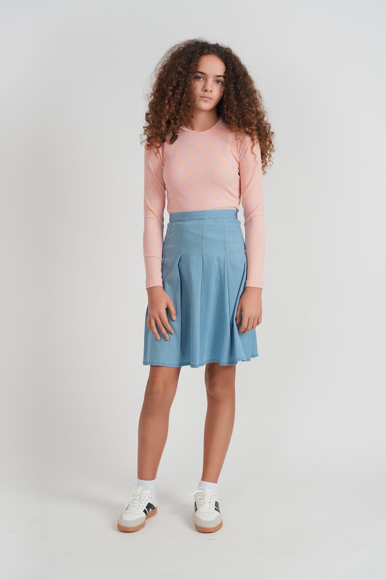 Girls Multi-Rib Long Sleeve Top, Alternate, color, Denim