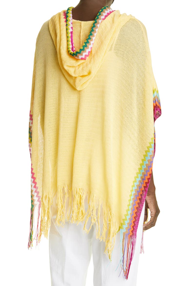 Zigzag Hooded Poncho, Alternate, color, YELLOW