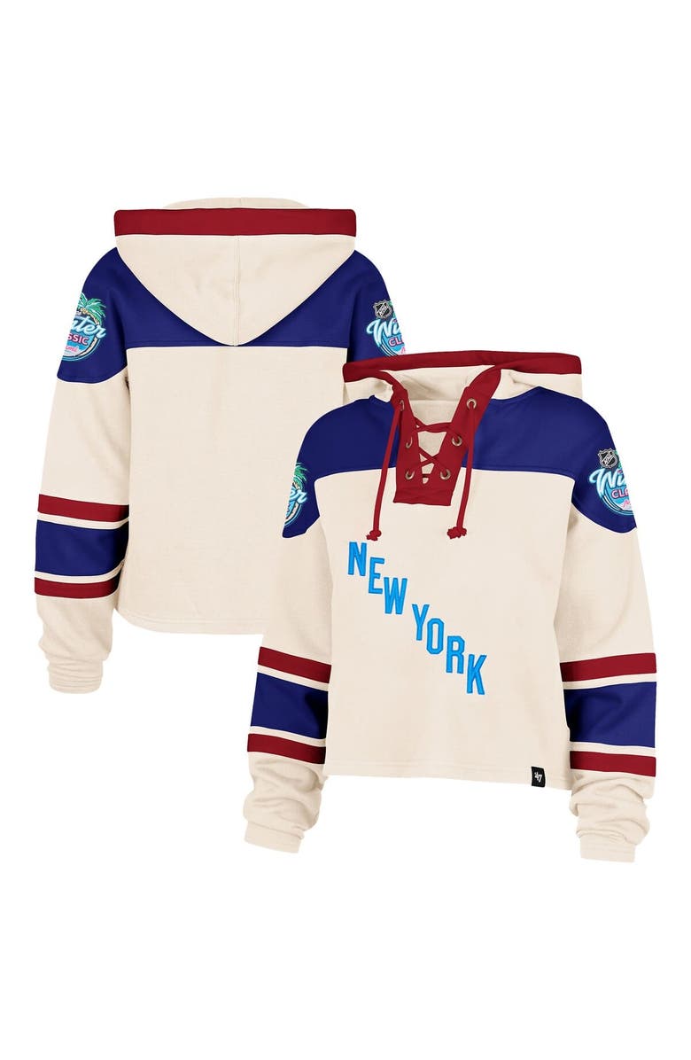 '47 Women's '47 Cream New York Rangers 2026 NHL Winter Classic Cropped Superior Lacer Hoodie, Main, color, Cream