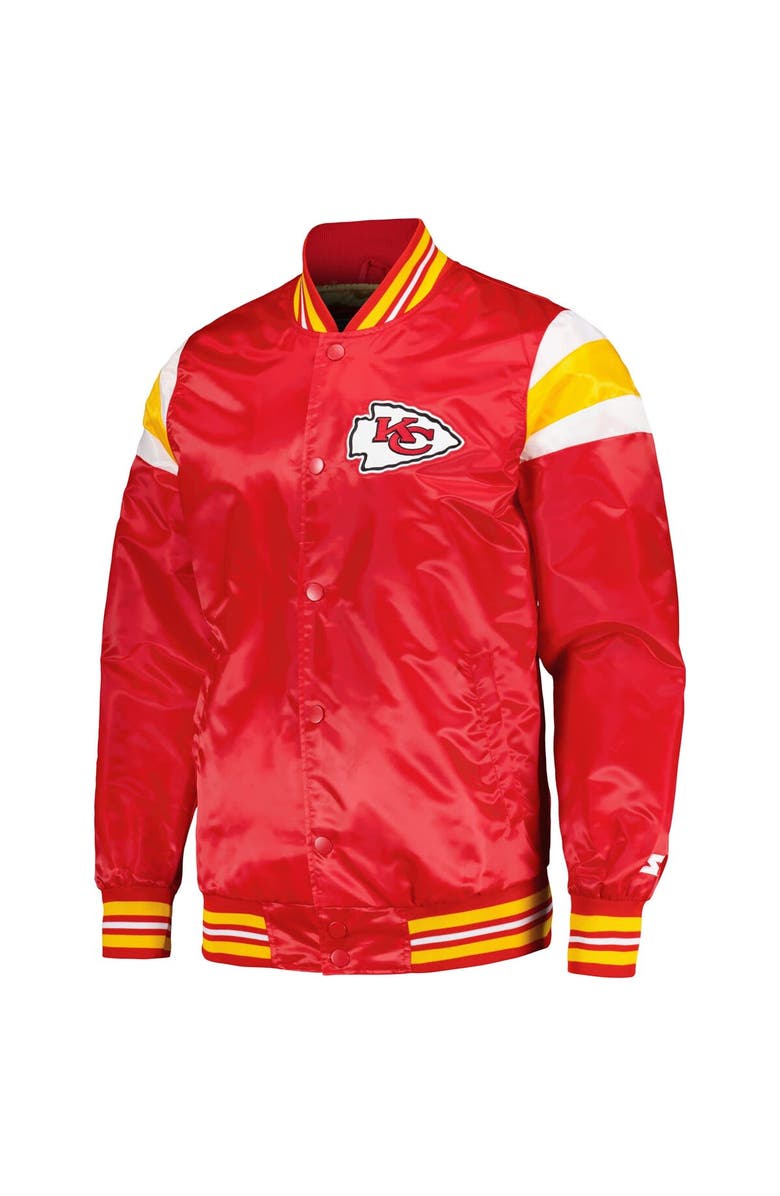 STARTER Men's Starter Red/Gold Kansas City Chiefs Satin Full-Snap Varsity Jacket, Alternate, color,