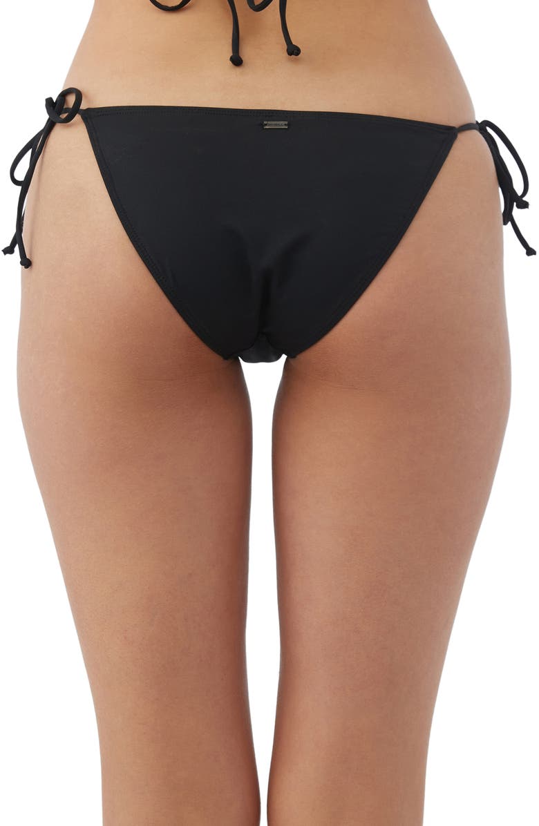 O'Neill Saltwater Solids Maracas Side Tie Bikini Bottoms, Alternate, color, Black