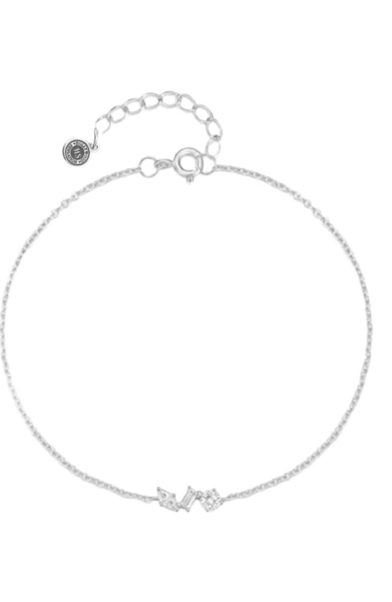 Hollywood Sensation Silvana Chain Link Bracelet with Round, Pear, and Emerald Cut Cubic Zirconia Stones, Main, color, Silver