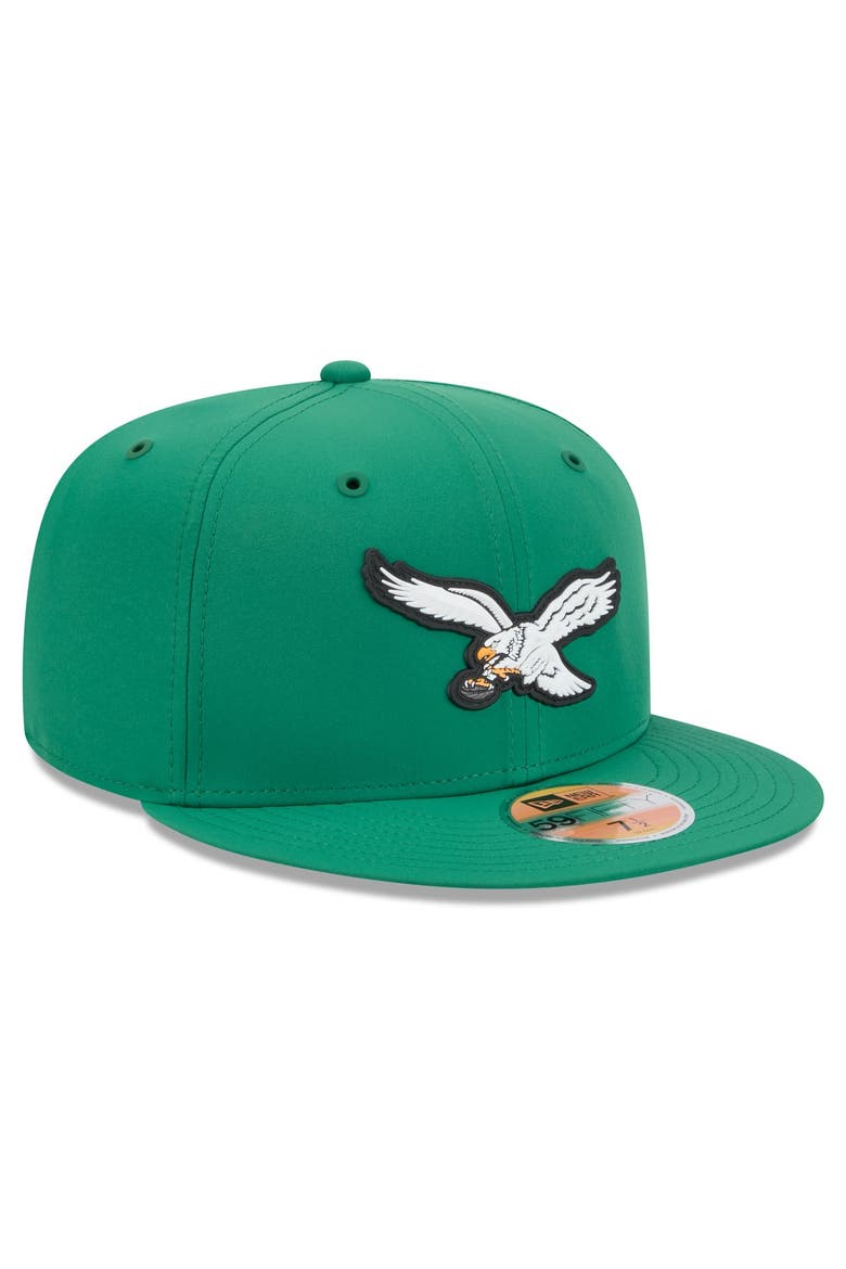 Men's New Era Kelly Green Philadelphia Eagles 2026 Sideline Throwback 59FIFTY Fitted Hat, Alternate, color, Kelly Green