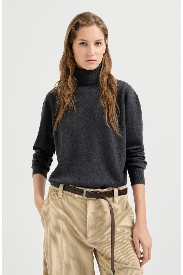 Cashmere turtleneck sweater with monili, Main, color, Dark Grey