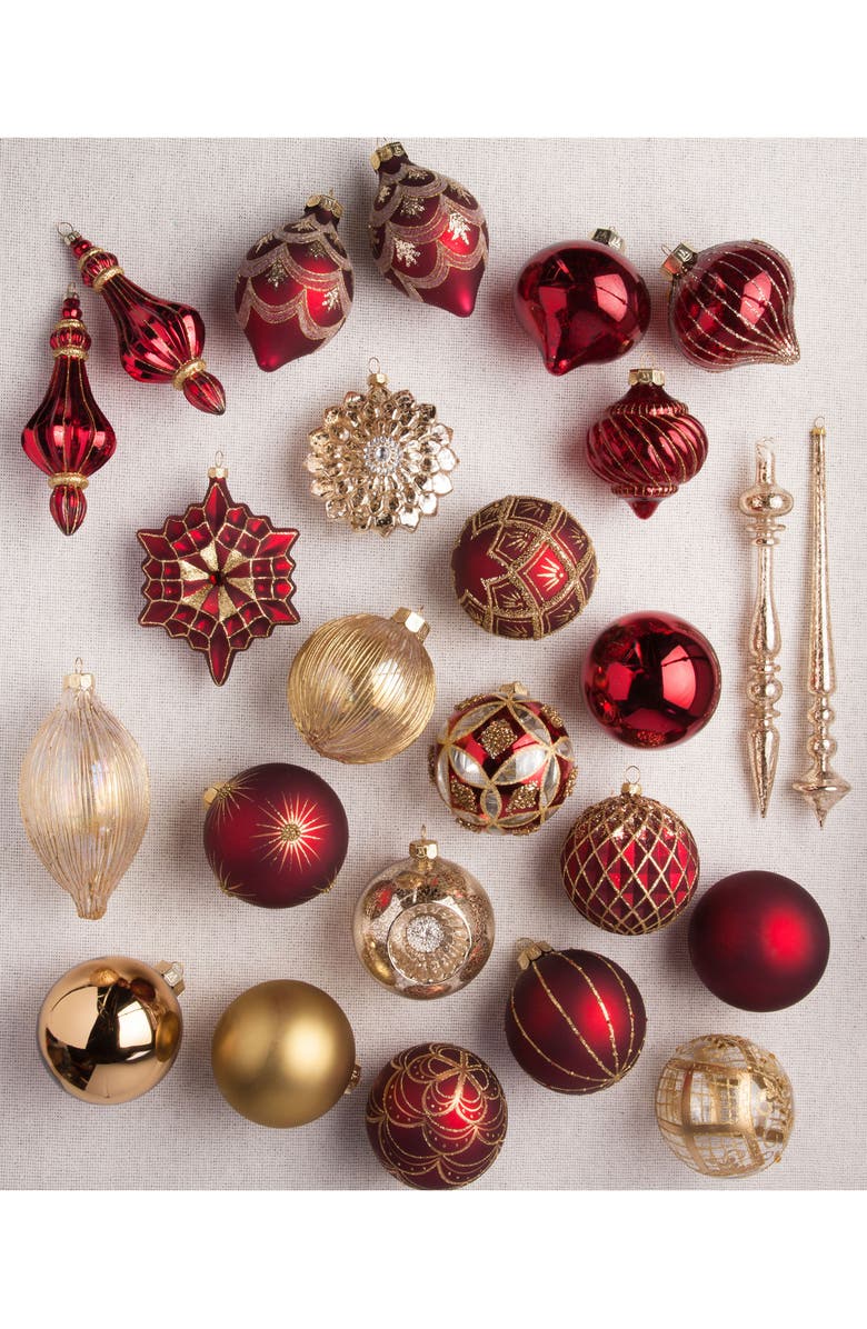 Balsam Hill Brilliant Bordeaux Set of 24 Glass Ornaments, Alternate, color, 