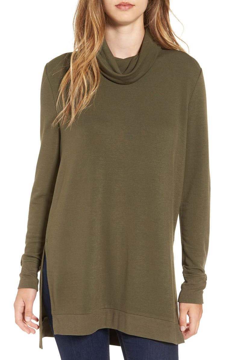 Madison & Berkeley Side Slit Turtleneck Tunic, Main, color, 