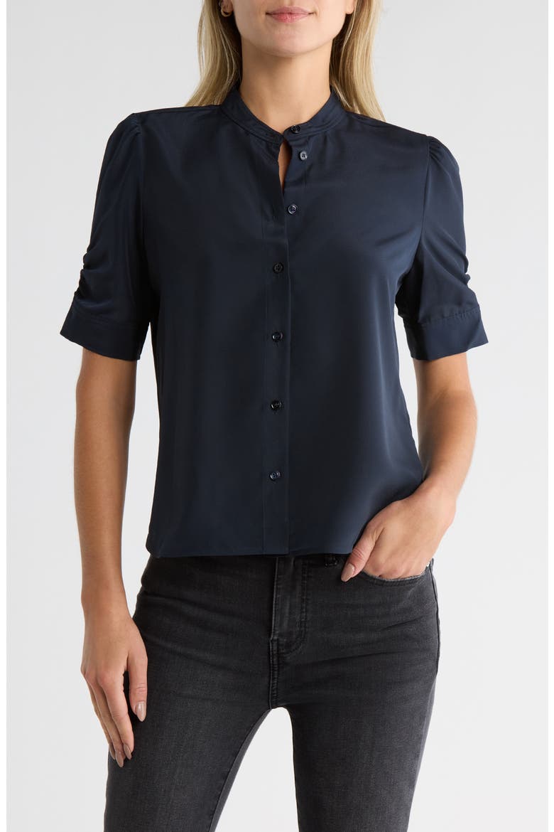 The Frankie Puff Sleeve Shirt, Main, color, NAVY