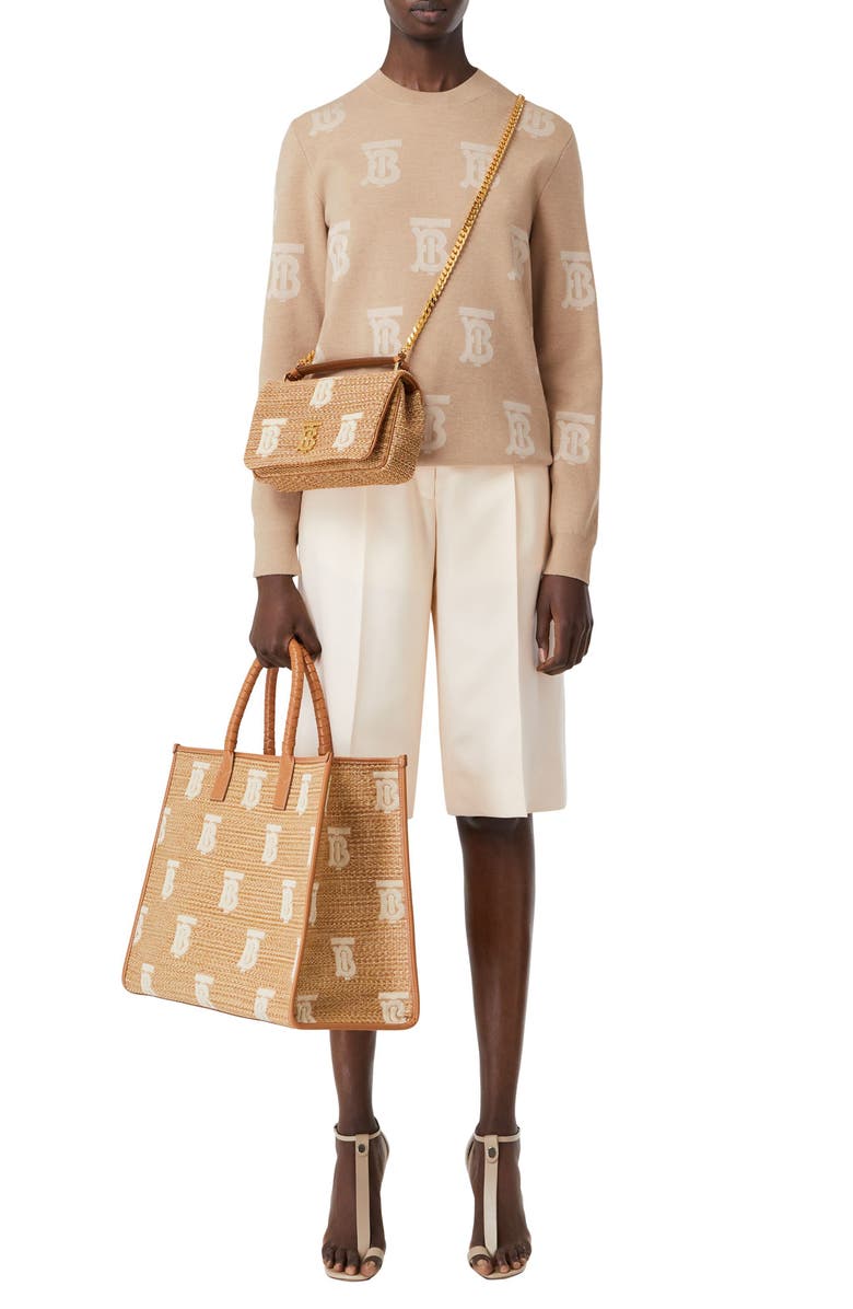 Burberry Saskia TB Monogram Wool Blend Sweater, Alternate, color, 