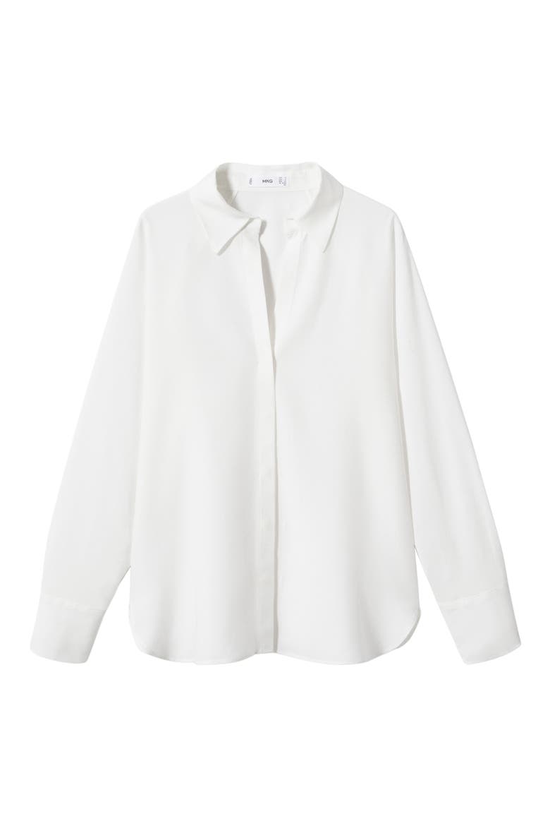 Hidden Button Long Sleeve Shirt, Alternate, color, OFF WHITE