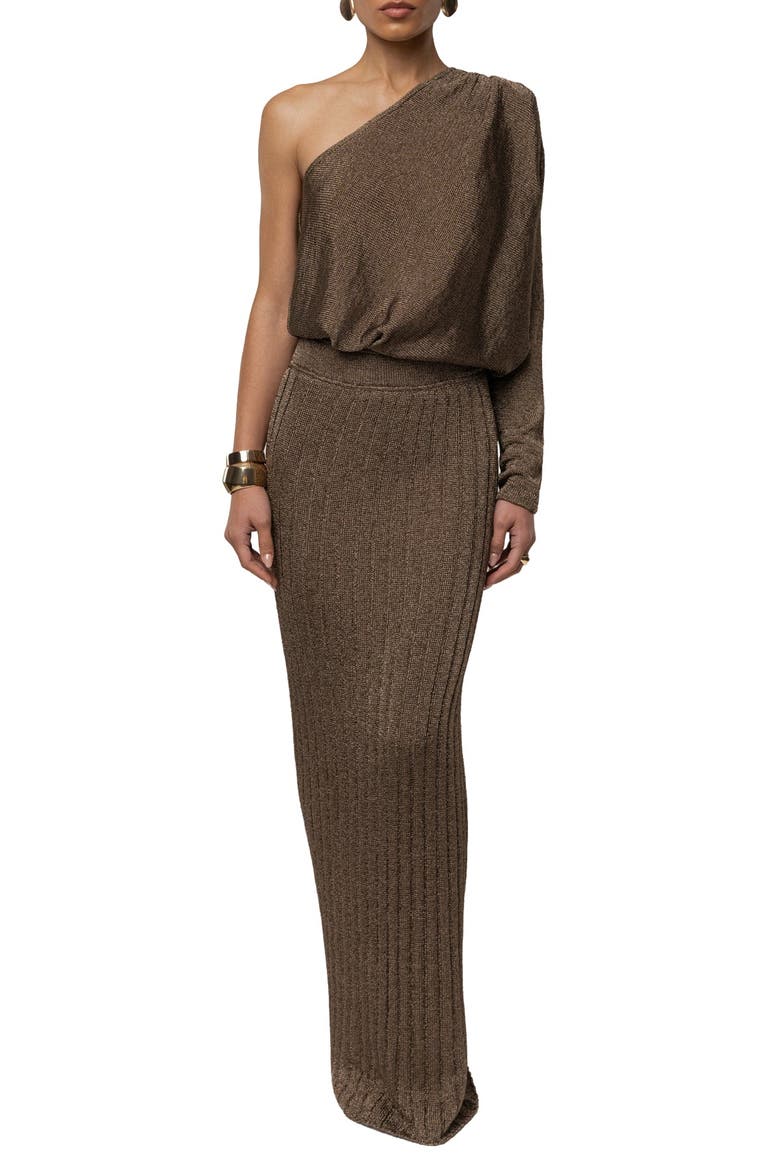 Resort Metallic Maxi Skirt, Alternate, color, Bronze