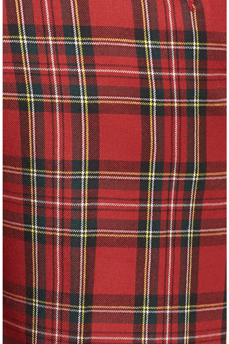 Touch Finish Flat Front Classic Fit Plaid Wool Trousers, Alternate, color, RED