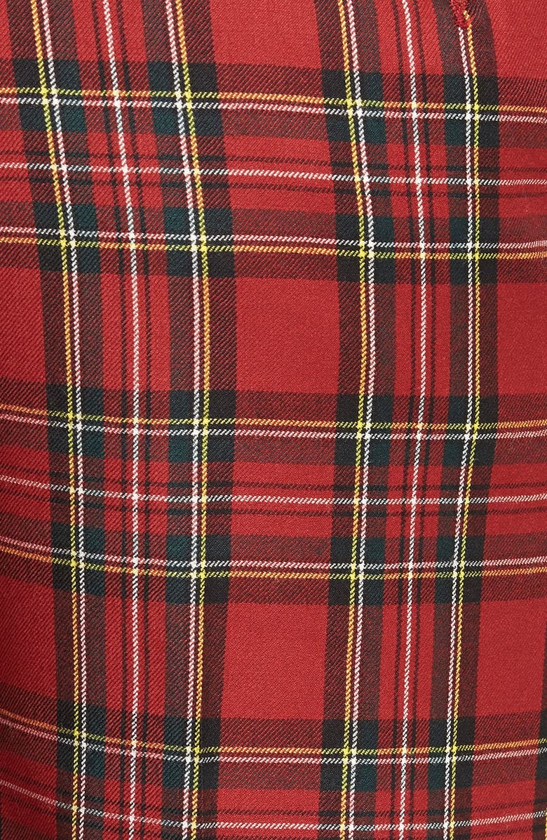 Berle Touch Finish Flat Front Classic Fit Plaid Wool Trousers, Alternate, color, Red