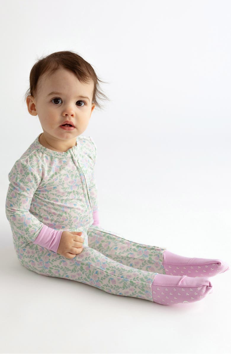 Posh Peanut Prairie Floral Fitted Convertible Footie Pajamas, Alternate, color, 