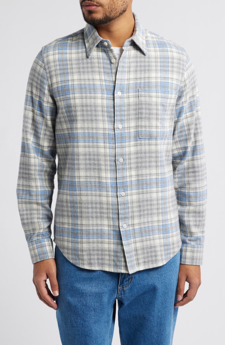 NN07 Arne Flannel Button-Up Shirt, Alternate, color, Grey Check