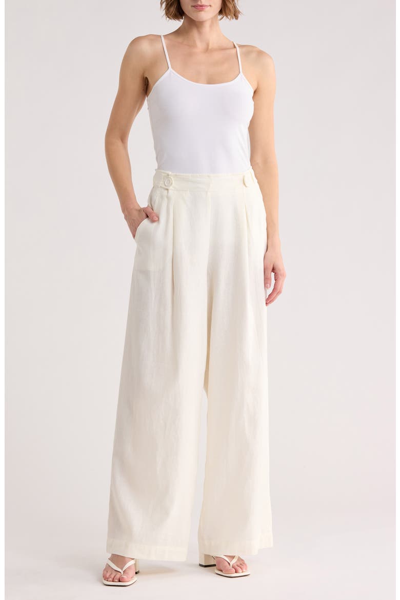Side Tab Linen Blend Pants, Main, color, WHITE