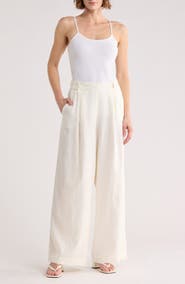 MAX STUDIO Side Tab Linen Blend Pants