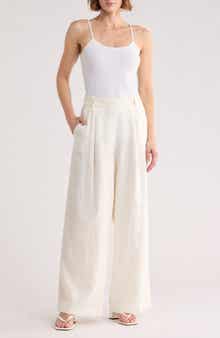 MAX STUDIO Side Tab Linen Blend Pants