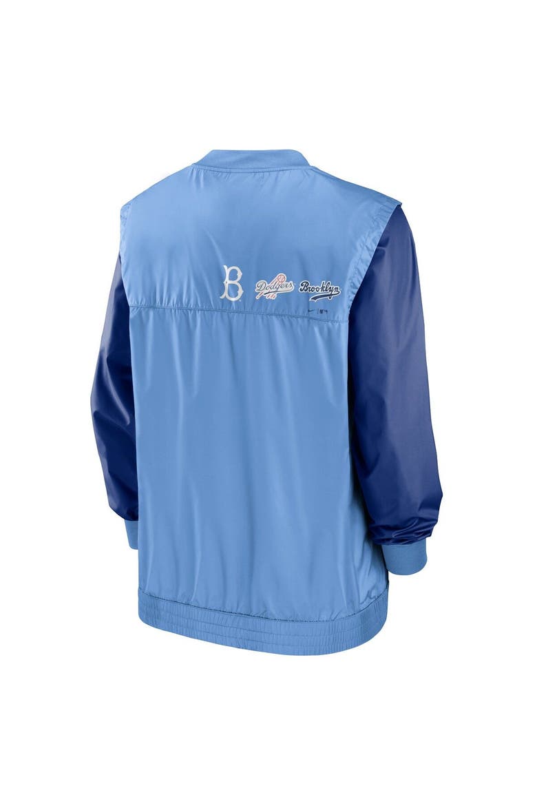 Men's Nike White/Light Blue Los Angeles Dodgers Rewind Warmup V-Neck Pullover Jacket, Alternate, color, White