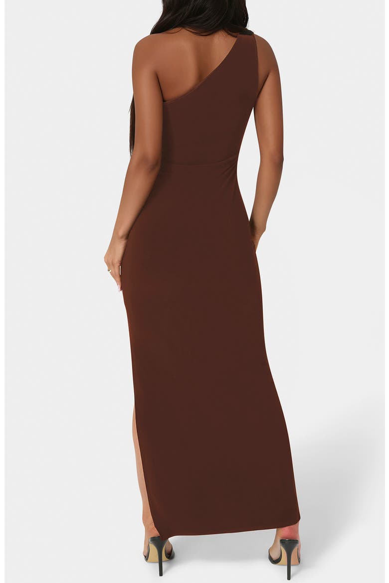 One-Shoulder Slit Maxi Dress, Alternate, color, CHOCOLATE