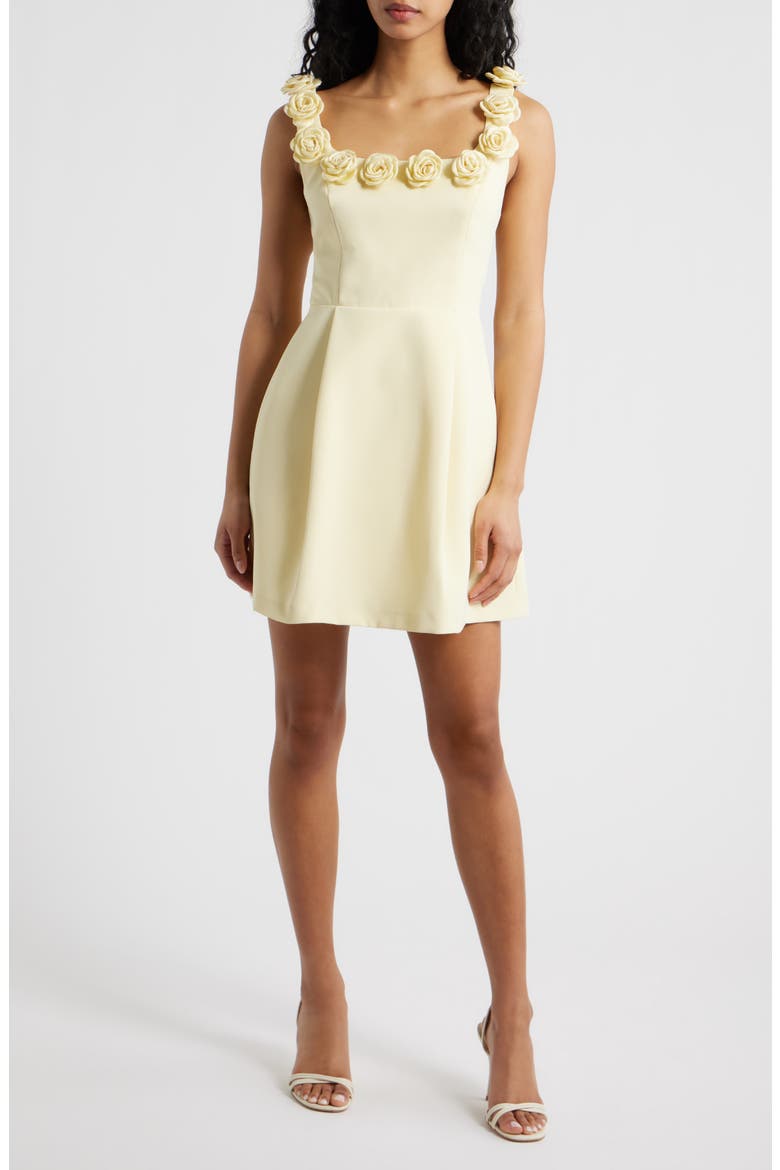 Rosette Trim Cocktail Minidress, Main, color, YELLOW
