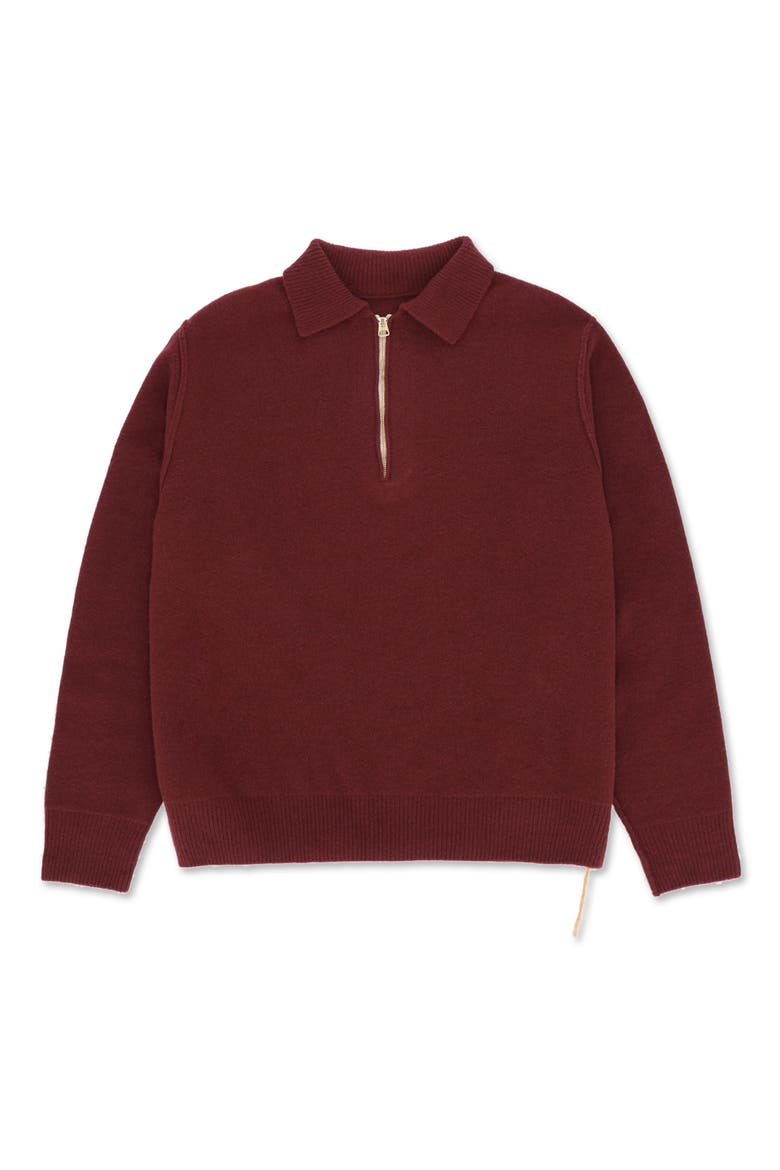 Yale Wool Sweater with Collar and Zip, Main, color, Plum