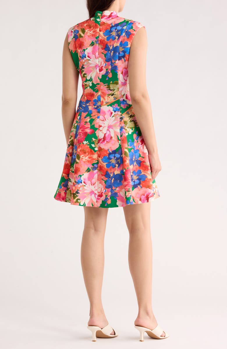 Vince Camuto Floral Sleeveless Scuba Fit & Flare Dress, Alternate, color, Green Multi