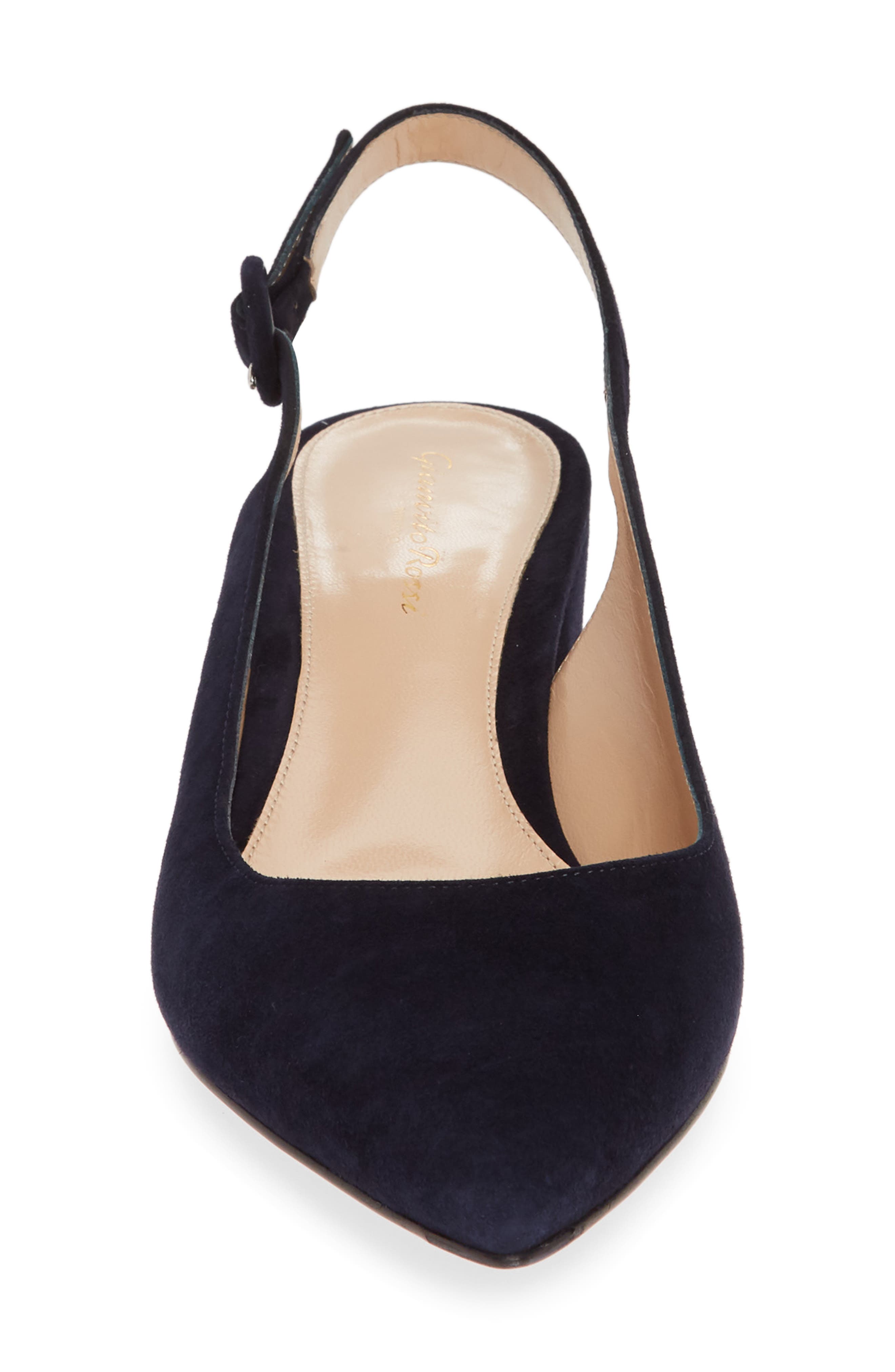 Buckle Pointed Toe Slingback Pump, Alternate, color, DENIM SUEDE