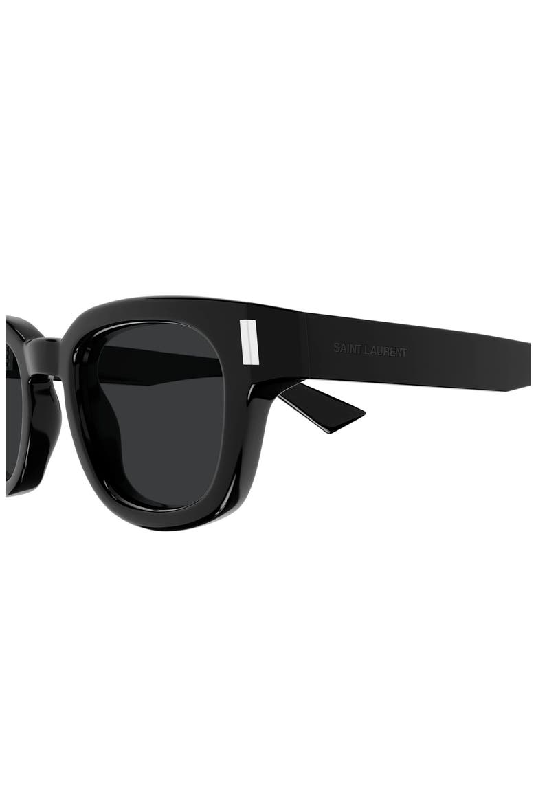 49mm Small Round Sunglasses, Alternate, color, BLACK