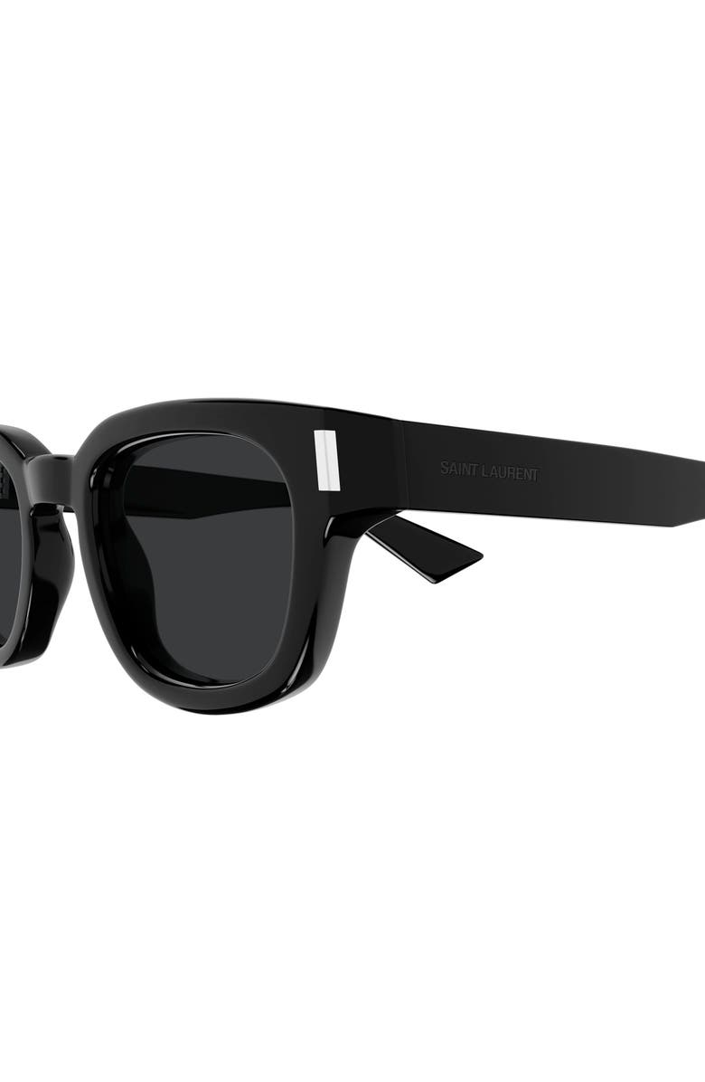Saint Laurent 49mm Small Round Sunglasses, Alternate, color, Black