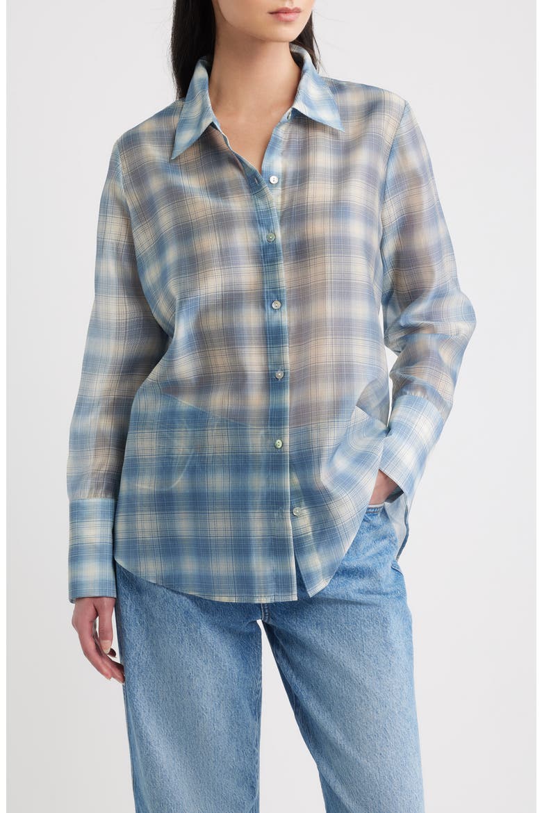 Bishop Plaid Button Up Shirt, Main, color, SKY SHADOW