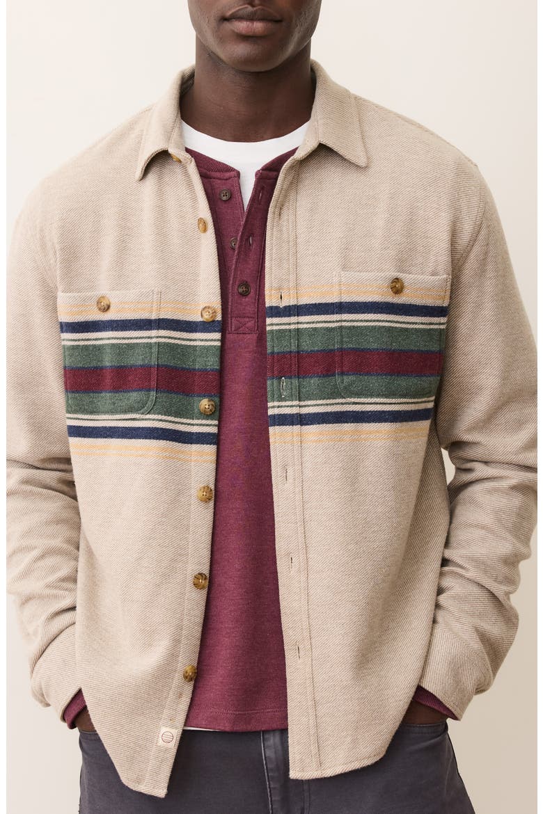 Pacifica Multi Stripe Stretch Twill Overshirt, Main, color, TAUPE MULTI STRIPE