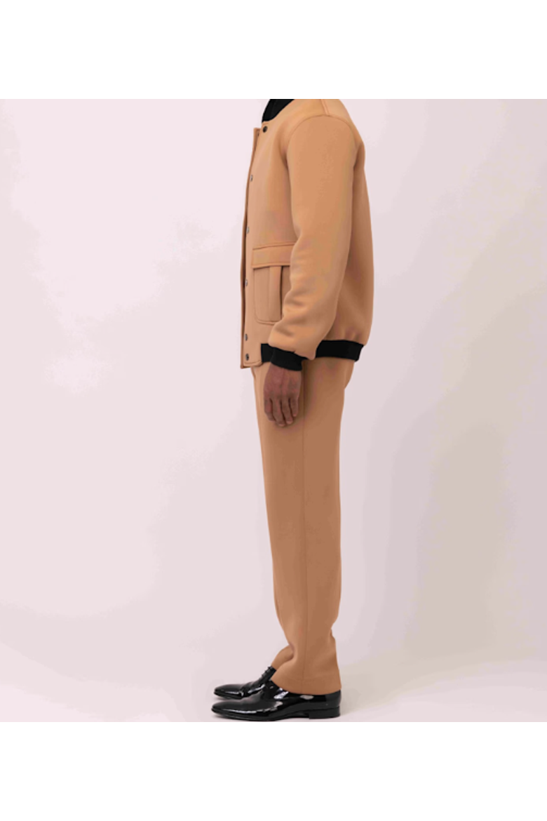 Lance Two-Piece Neoprene Jacket & Pant Set, Alternate, color, Brown