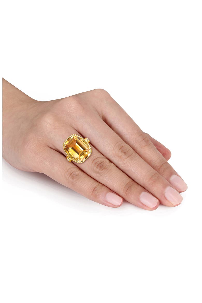 Open Shank Emerald Cut Citrine & Whtie Topaz Ring, Alternate, color, YELLOW